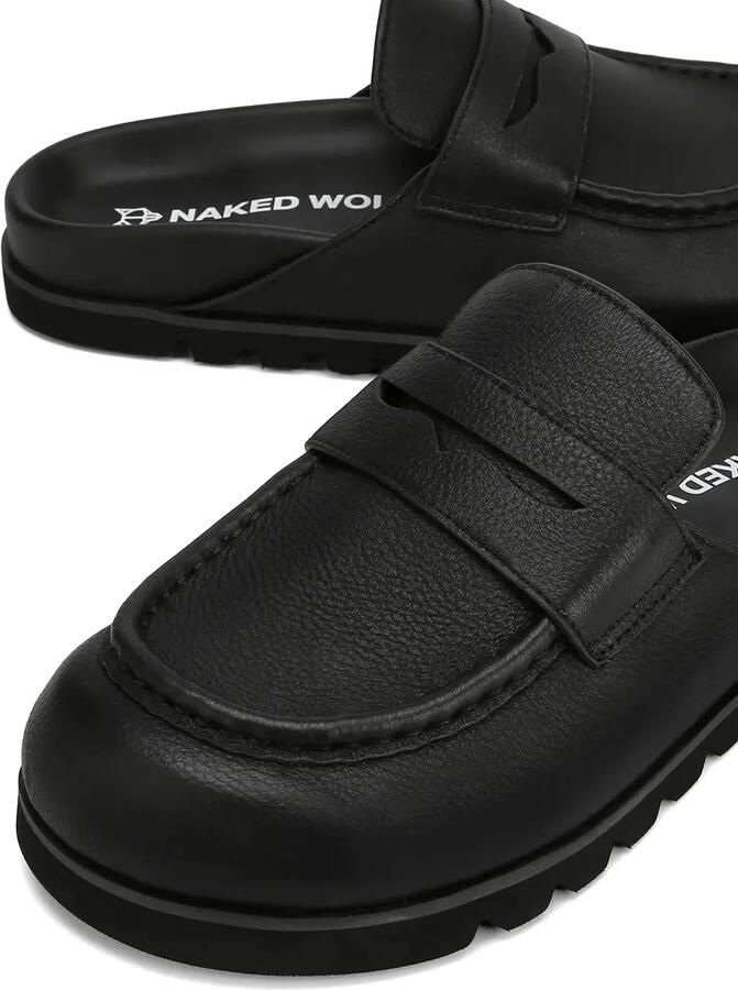 NAKED WOLFE Cord slippers met penny bandje en bewerkte zoom Zwart - Foto 3
