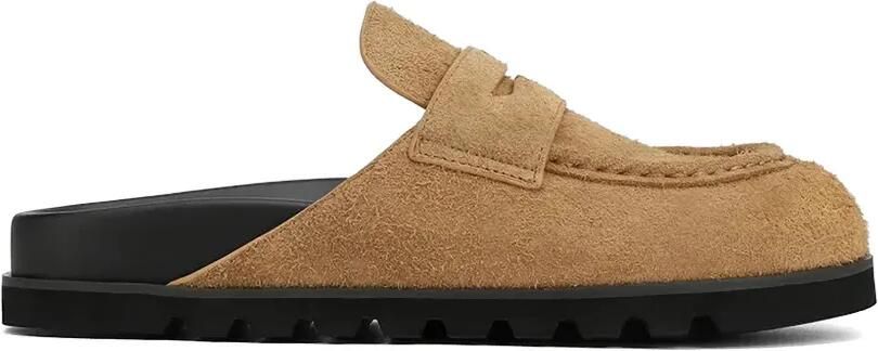 NAKED WOLFE Cord suède slippers met penny bandje Beige