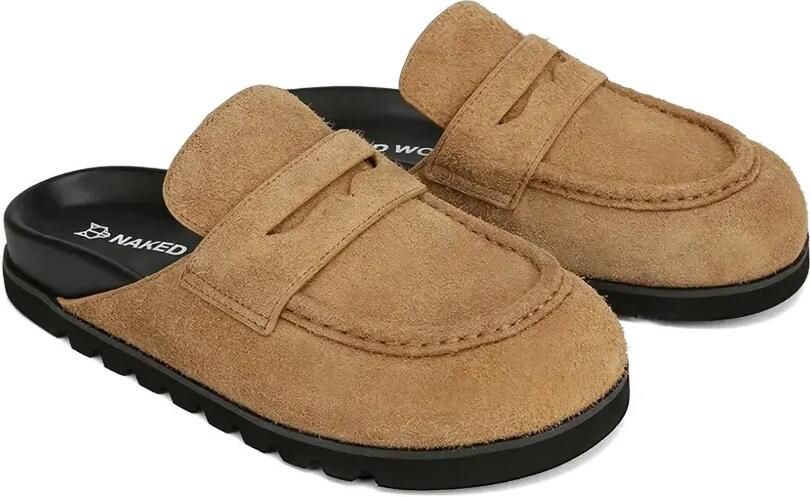 NAKED WOLFE Cord suède slippers met penny bandje Beige - Foto 4