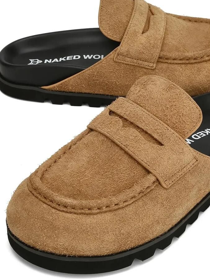NAKED WOLFE Cord suède slippers met penny bandje Beige - Foto 3