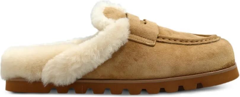 NAKED WOLFE Corded muiltjes met lammy-voering Beige