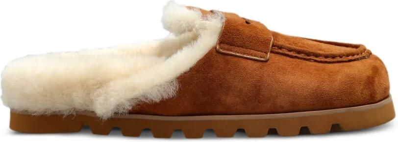 NAKED WOLFE Corded muiltjes met lammy-afwerking Bruin