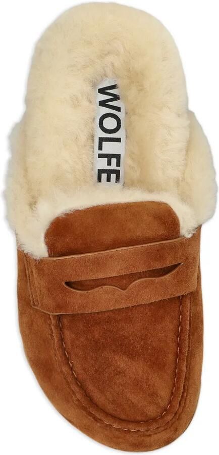 NAKED WOLFE Corded muiltjes met lammy-afwerking Bruin - Foto 3
