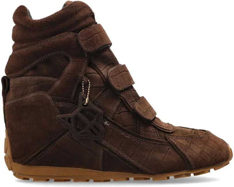 NAKED WOLFE Element suède sneakers met krokodillen-reliëf Bruin