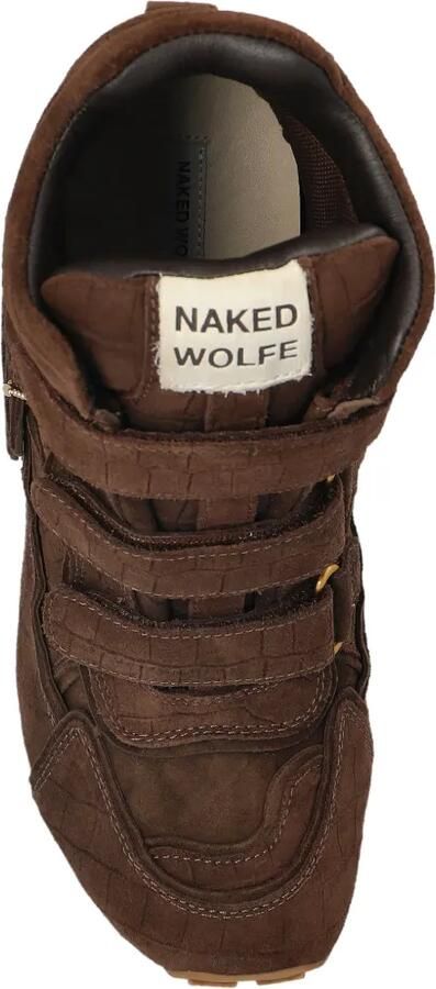 NAKED WOLFE Element suède sneakers met krokodillen-reliëf Bruin - Foto 4
