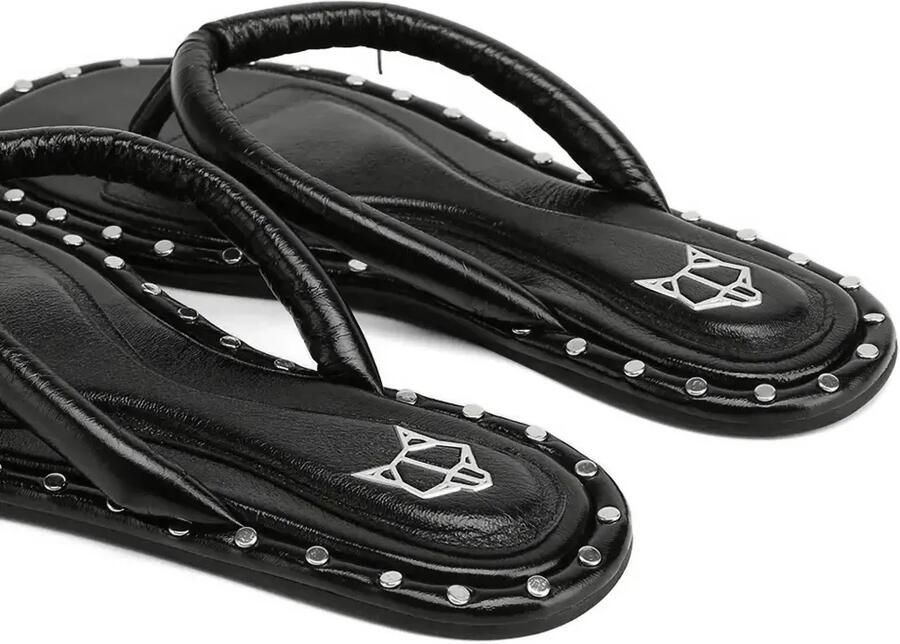 NAKED WOLFE Grenada gewatteerde teenslippers met studs Zwart - Foto 3