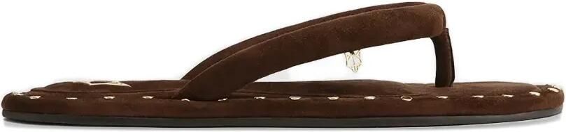 NAKED WOLFE Grenada teenslippers met studs en gewatteerd bandje Bruin