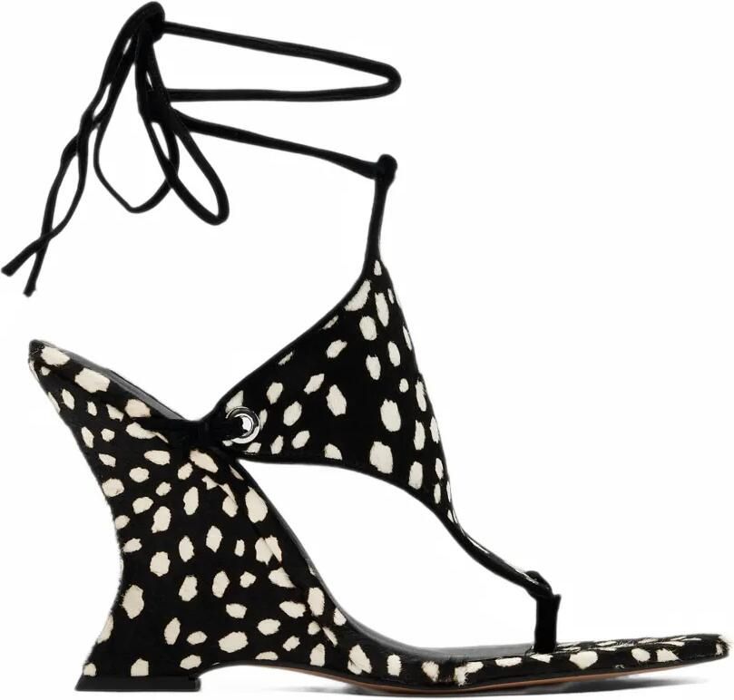 NAKED WOLFE Rampage animal-print wedge sandals Zwart