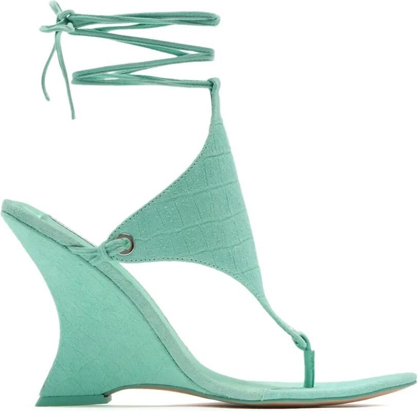 NAKED WOLFE Rampage suède sandalen met krokodillen-reliëf Groen