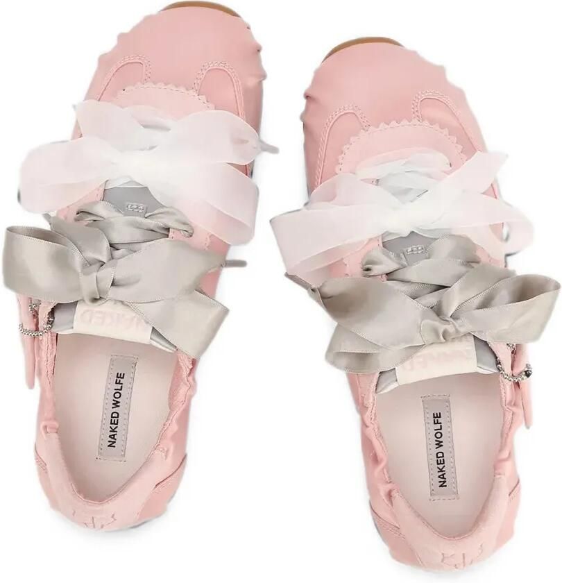 NAKED WOLFE Satijnen sneakers verfraaid met strik Roze - Foto 2