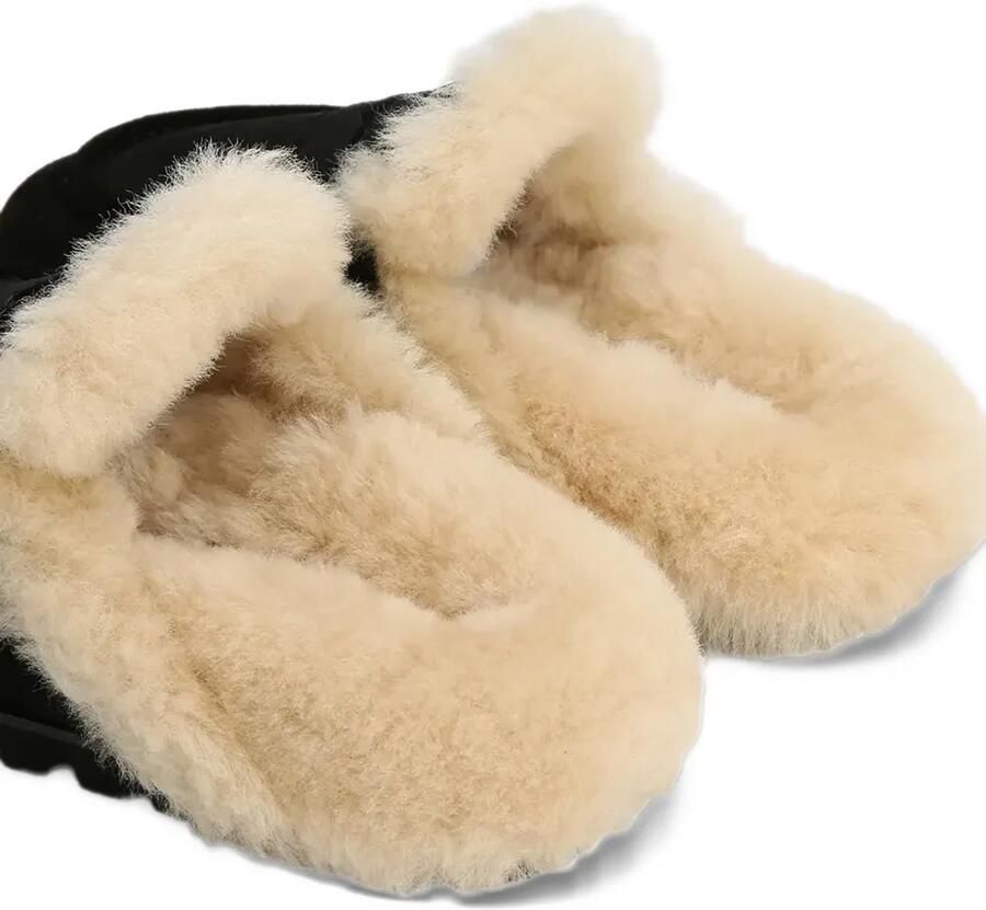 NAKED WOLFE shearling-lined penny-strap flat mules Zwart - Foto 2