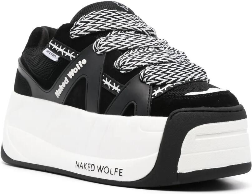 NAKED WOLFE Slider leren sneakers met plateauzool Zwart - Foto 4
