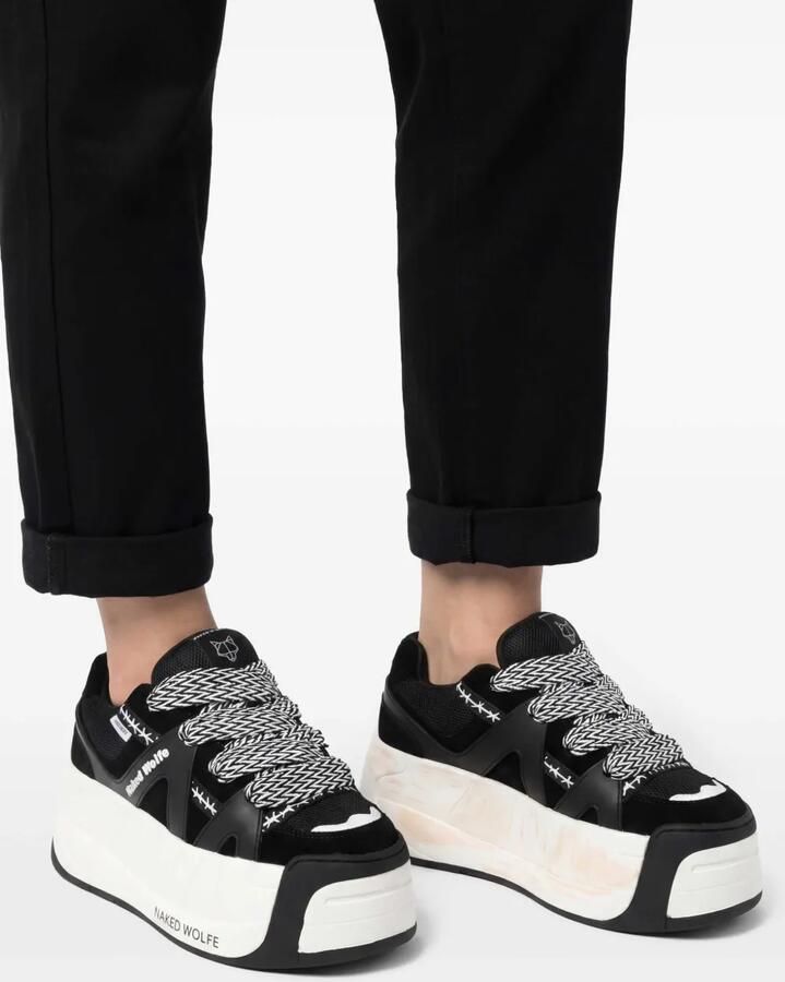 NAKED WOLFE Slider leren sneakers met plateauzool Zwart - Foto 2
