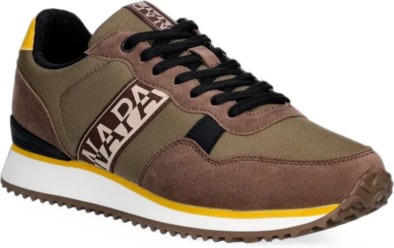 Napapijri Cosmos logo-print sneakers met vlakken Bruin