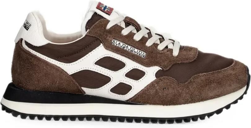 Napapijri Sneakers met suède vlakken en logopatch Bruin