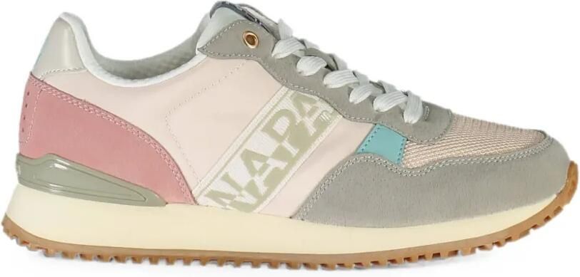 Napapijri logoprint sneakers met suède vlakken Beige