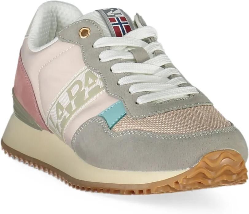Napapijri logoprint sneakers met suède vlakken Beige - Foto 2