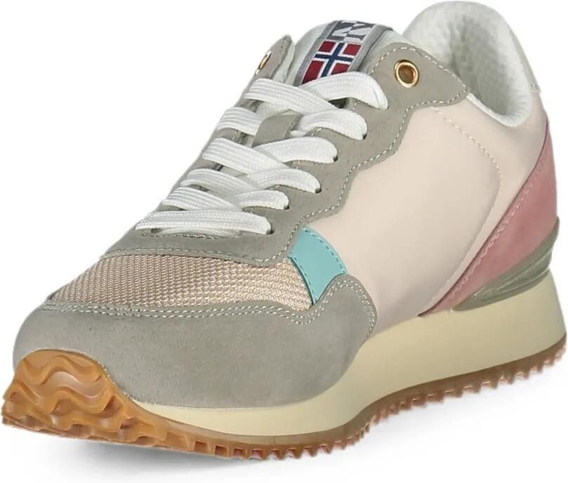 Napapijri logoprint sneakers met suède vlakken Beige - Foto 3