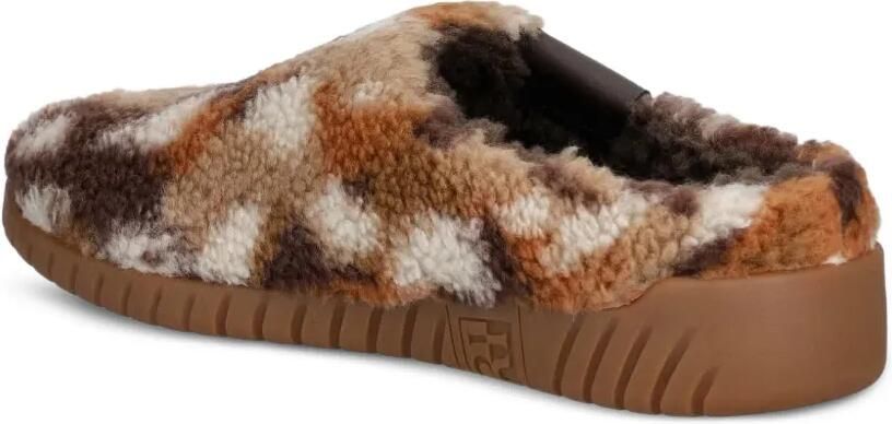 Napapijri Noreg slippers met fleecetextuur en camouflage-print Bruin - Foto 3