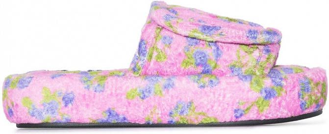 Natasha Zinko Slippers met geborduurde bloemen Roze