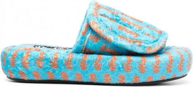 Natasha Zinko Happy slippers met klittenband Blauw