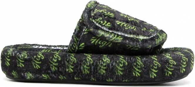 Natasha Zinko High slippers met klittenband Zwart