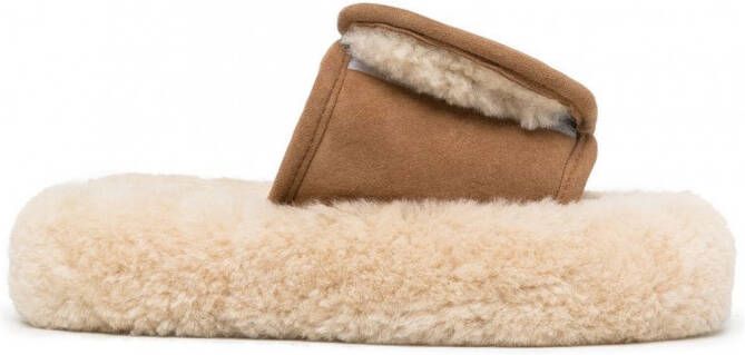 Natasha Zinko Slippers met klittenband Bruin