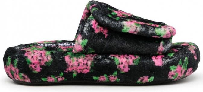 Natasha Zinko Pixel slippers met bloe print Veelkleurig
