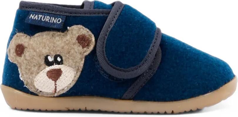 NATURINO Carillon slippers met klittenband en beerpatch Blauw - Foto 5
