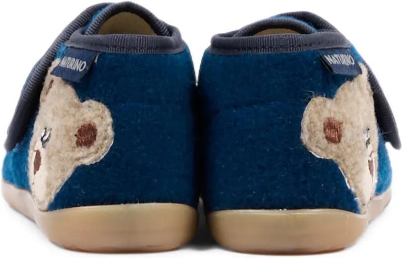 NATURINO Carillon slippers met klittenband en beerpatch Blauw - Foto 4