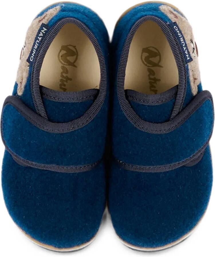 NATURINO Carillon slippers met klittenband en beerpatch Blauw - Foto 3