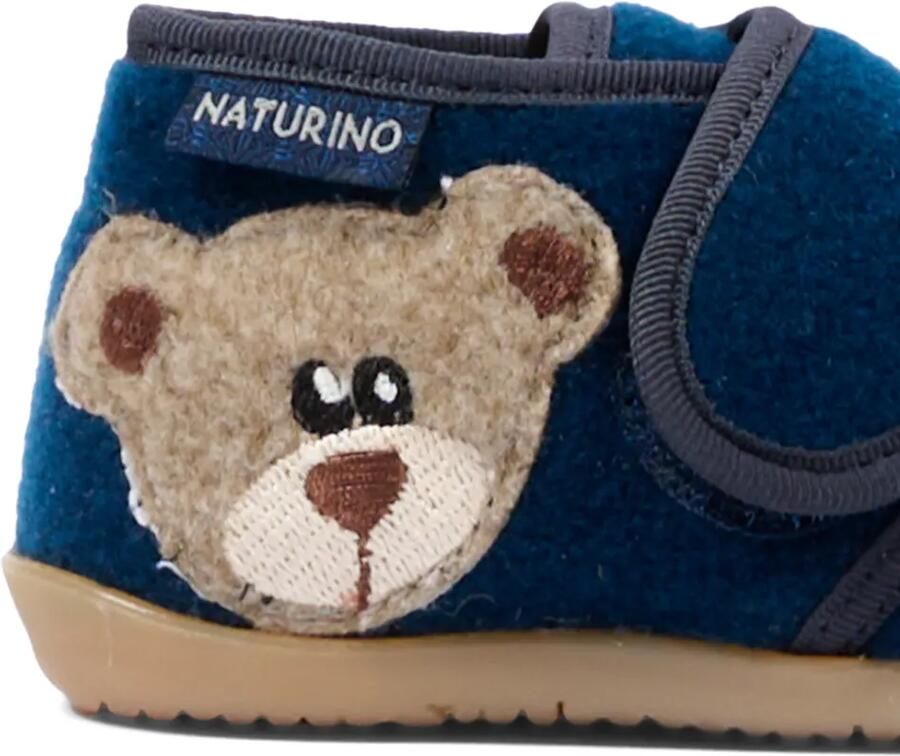 NATURINO Carillon slippers met klittenband en beerpatch Blauw - Foto 2