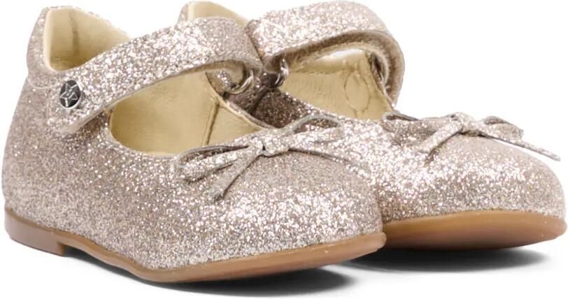 NATURINO glitter-detail bow ballet flats Goud