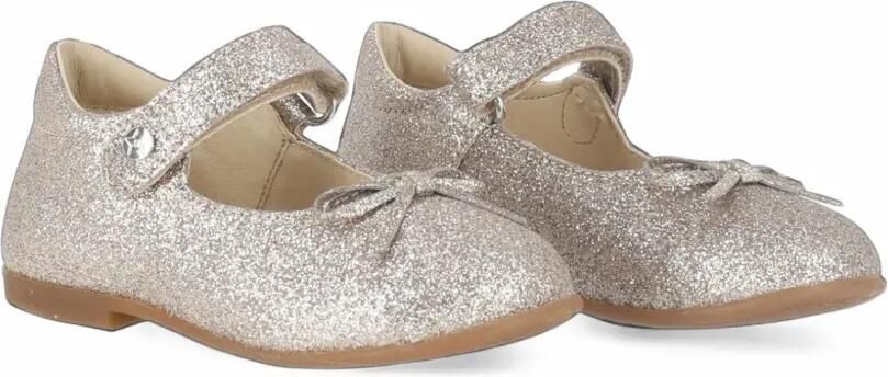 NATURINO glitter-effect bow-detail ballet flats Zilver