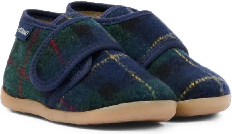 NATURINO Home slippers met tartan-ruit en klittenband Blauw