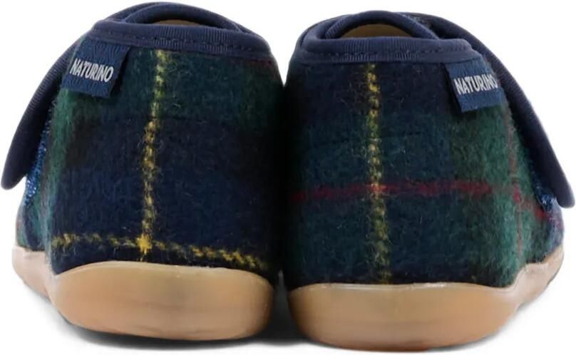 NATURINO Home slippers met tartan-ruit en klittenband Blauw - Foto 4