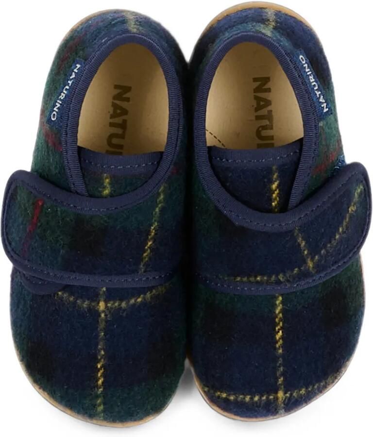 NATURINO Home slippers met tartan-ruit en klittenband Blauw - Foto 2