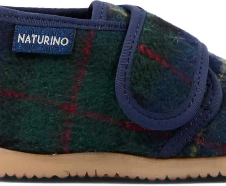NATURINO Home slippers met tartan-ruit en klittenband Blauw - Foto 3