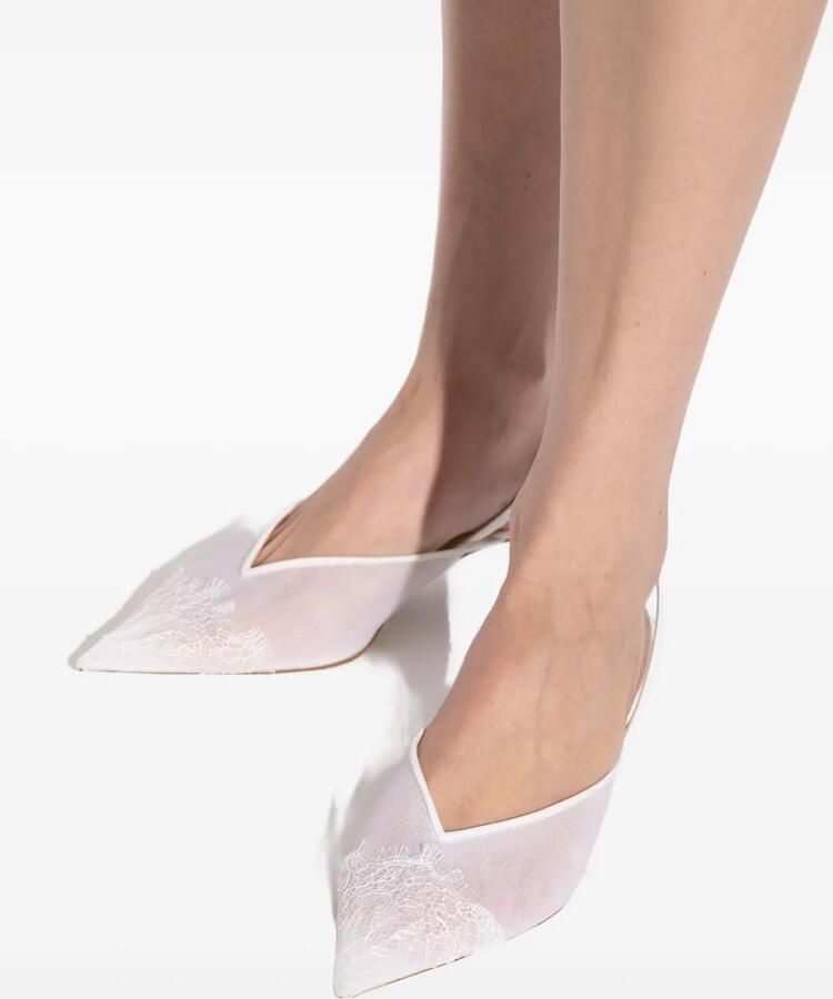 NEOUS 40 mm Irena slingback pumps met kanten detail Wit - Foto 2