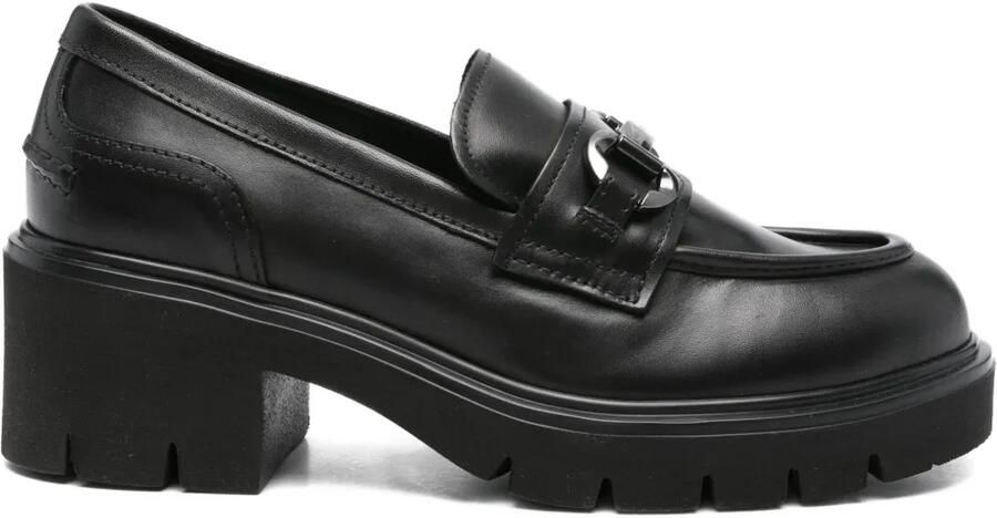 NERO GIARDINI 50 mm loafers met kettingdetail Zwart