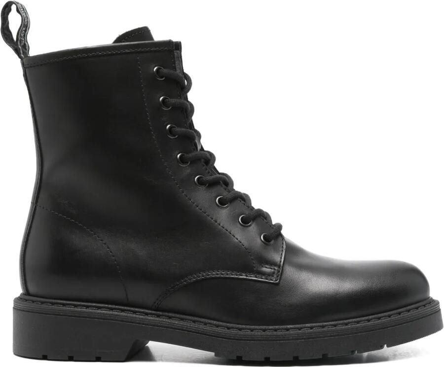 NERO GIARDINI Combat boots met ritsdetail en veters Zwart