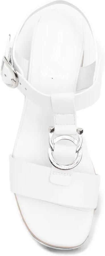 NERO GIARDINI Leren sandalen met gesp Wit