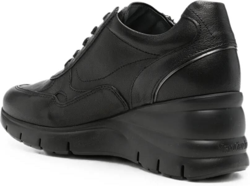 NERO GIARDINI Leren sneakers met sleehak en rits Zwart - Foto 2