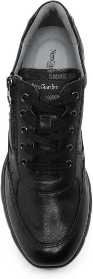 NERO GIARDINI Leren sneakers met sleehak en rits Zwart - Foto 4