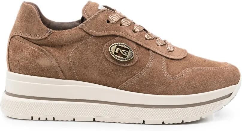 NERO GIARDINI Sneakers met logoplakkaat en plateauzool Bruin