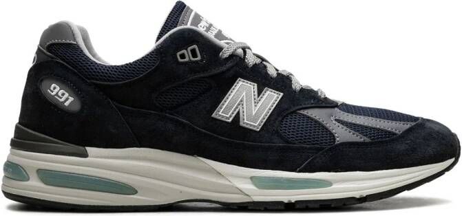 New Balance 991v2 "Dark Navy" suède sneakers Blauw