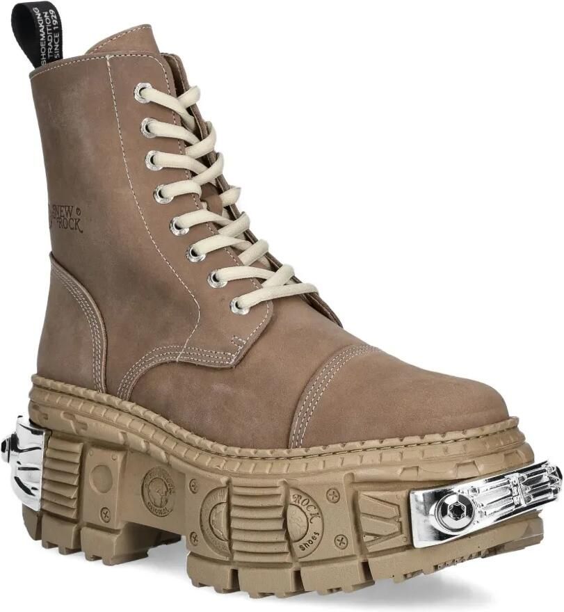 NEW ROCK 100 mm combat boots met veters en plateauzool Beige - Foto 2