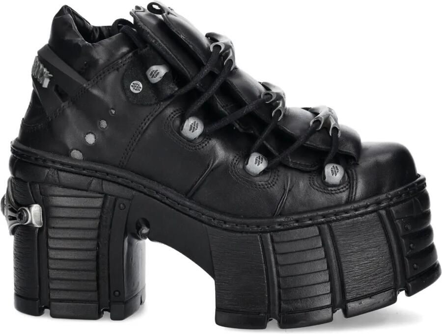 NEW ROCK 120 mm M-TM106-C2 laarzen met plateauzool en gespbandje Zwart