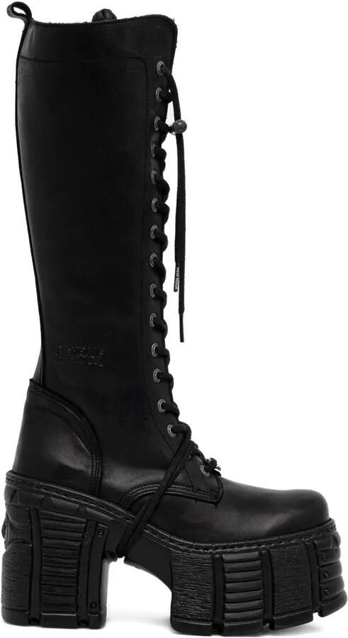 NEW ROCK 120 mm veterlaarzen met plateauzool Zwart