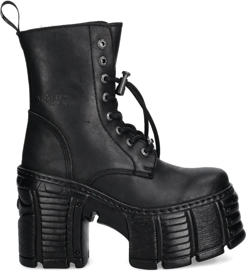 NEW ROCK 120 mm veterlaarzen met plateauzool Zwart
